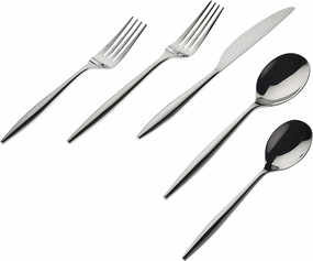Godinger Flatware Set with 4 Each Dinner Fork Dinner Knife Dinner Spoon Salad Fork Teaspoon Mirror Cutlery Milano - 20 Piece Set, 18/10 Stainless Steel