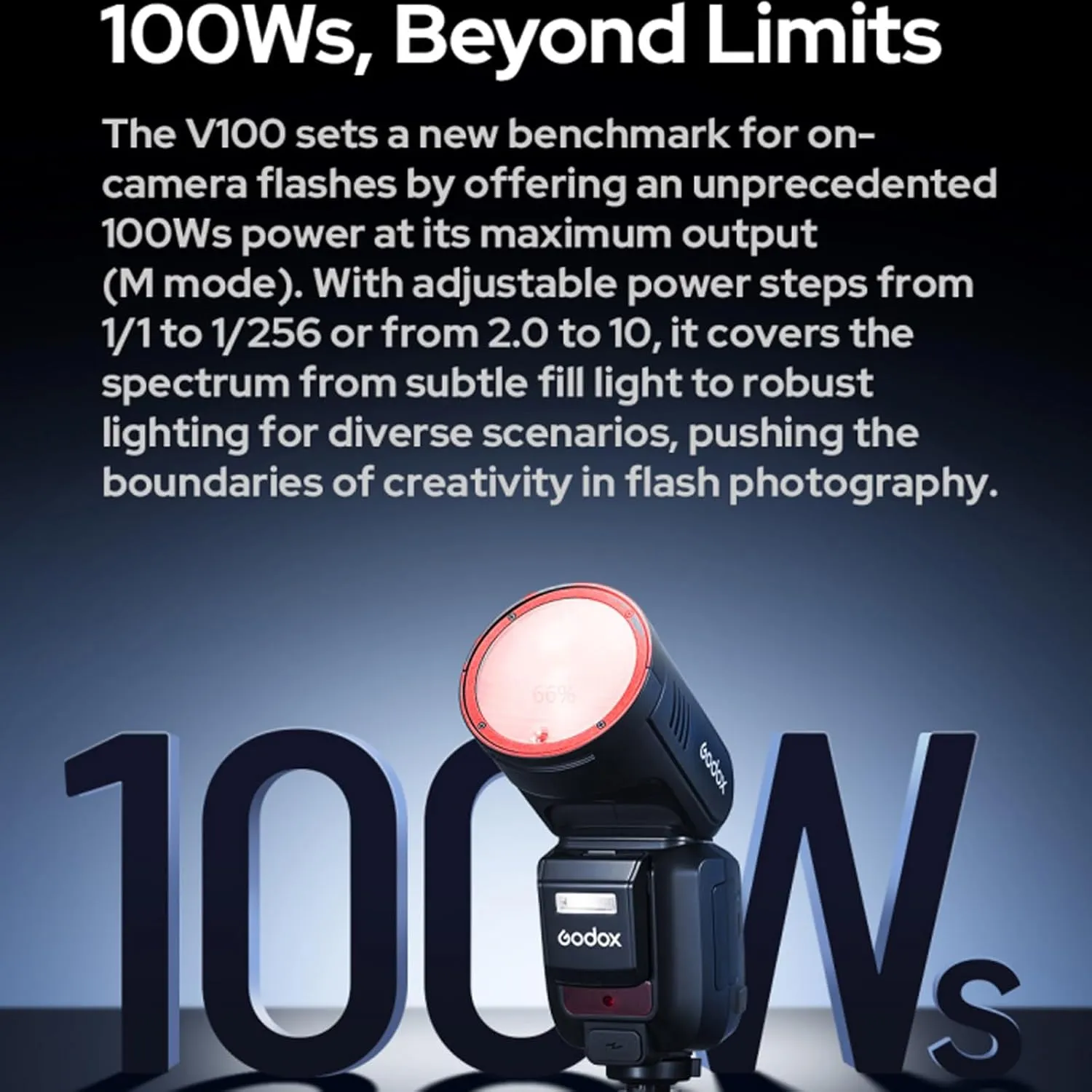 Godox V100 N V100-N 100Ws TTL Flash for Nikon Cameras, 400 Full Power Flashes, 1.7s Recycle Time, 2.4G Wireless with External Flash, HSS Speedlight, Touchscreen Flash (Godox V100-N USA Version)