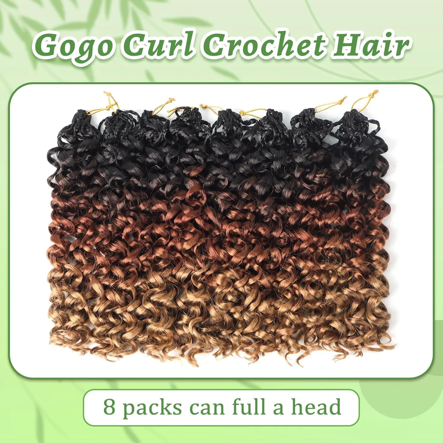 Gogo Curl Crochet Hair 8 Packs Ocean Wave Crochet Hair Pre Looped Deep Twist Goddess Box Braids Curly Water Wave Synthetic Braiding Hair For Black Women (#T1B/30/27, 12 Inch (Pack of 8))