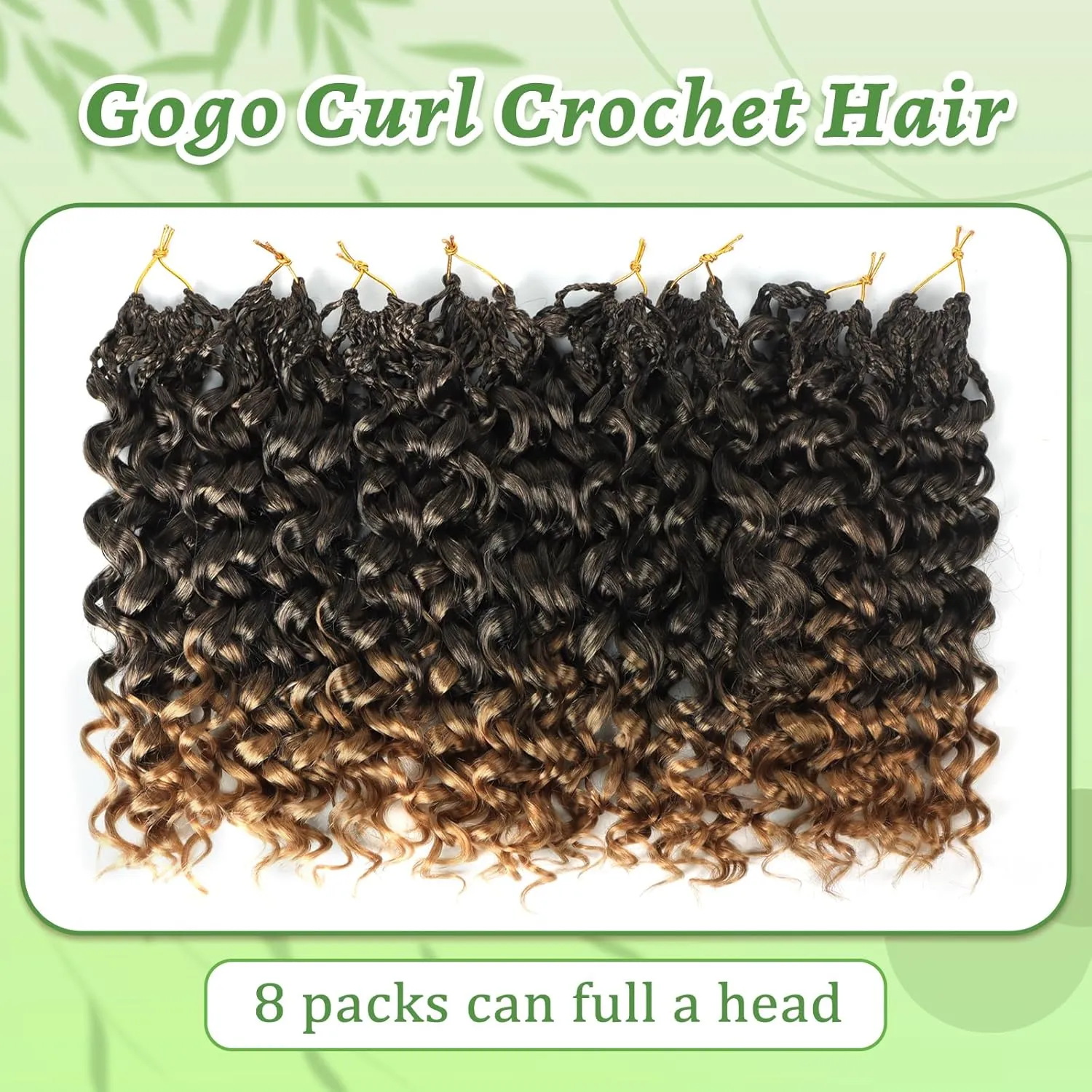 Gogo Curl Crochet Hair 8 Packs Ocean Wave Crochet Hair Pre Looped Deep Twist Goddess Box Braids Curly Water Wave Synthetic Braiding Hair For Black Women (#T27, 12 Inch (Pack of 8))