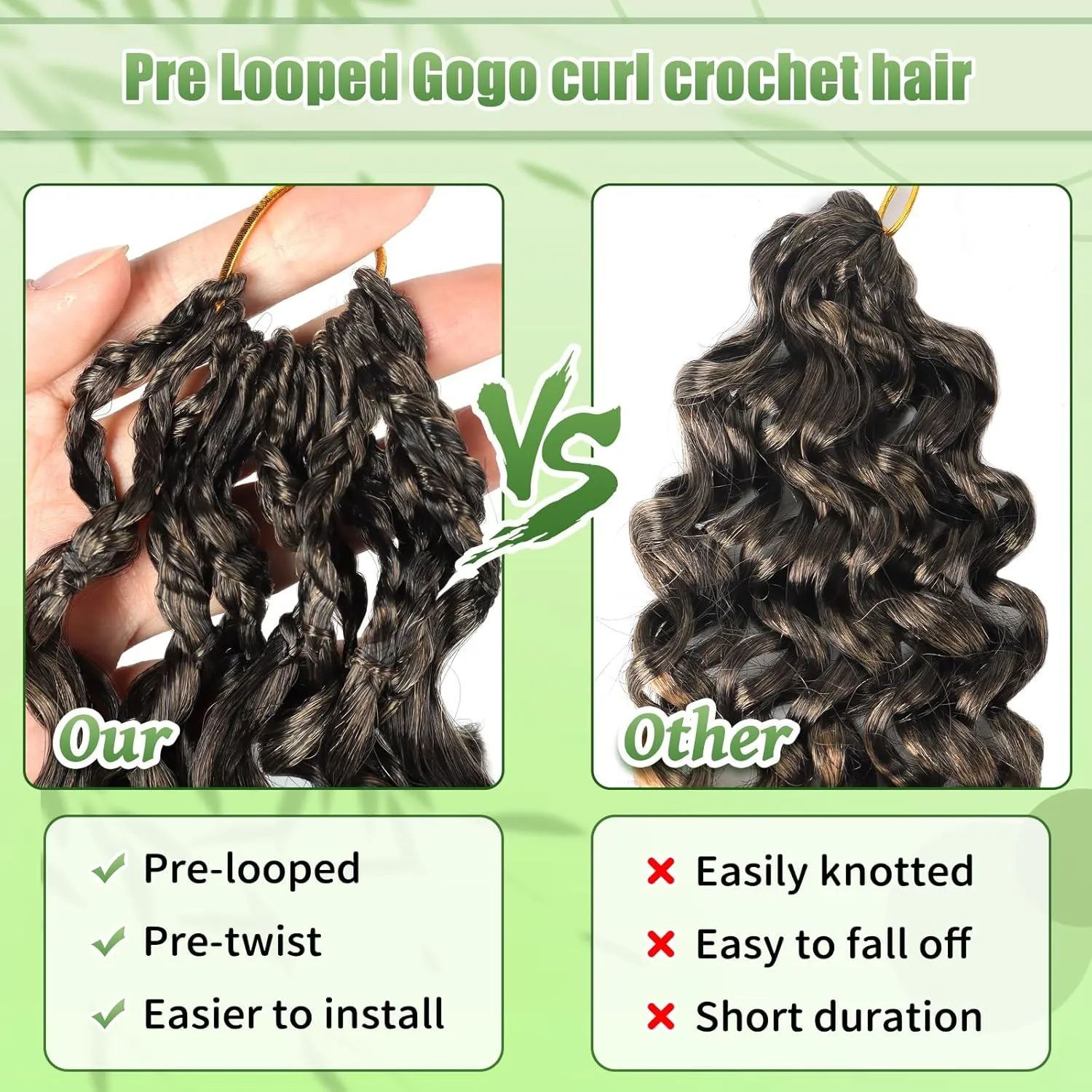 Gogo Curl Crochet Hair 8 Packs Ocean Wave Crochet Hair Pre Looped Deep Twist Goddess Box Braids Curly Water Wave Synthetic Braiding Hair For Black Women (#T27, 12 Inch (Pack of 8))