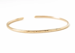Gold Fill Hammered Thin Cuff Stacking Bracelet