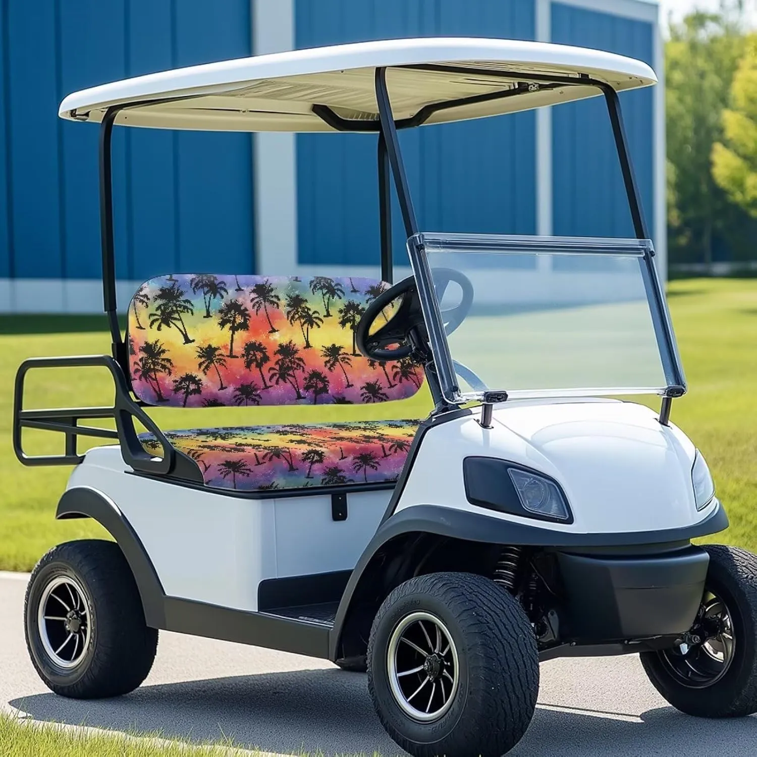 Golf Cart Seat Covers, Universal Fit & Nonskid Bottom Fits for Club Car 2 Person Seats Golf Carts