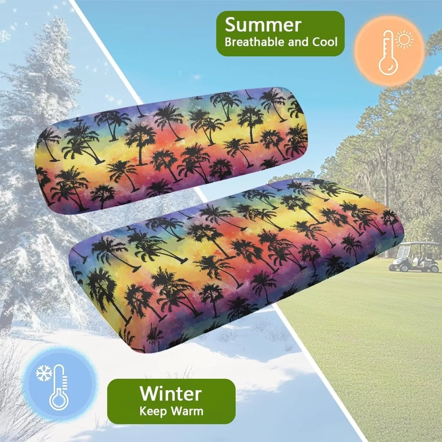 Golf Cart Seat Covers, Universal Fit & Nonskid Bottom Fits for Club Car 2 Person Seats Golf Carts
