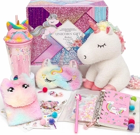 Golray Unicorns Gifts for Girls Kids Toys 4 5 6 7 8 9 10 with Unicorn Stuffed Animals Water Bottle Diary Purse, Plush Unicorn Toys Teen Girl Christmas Birthday Gift Set for Daughter Granddaughter