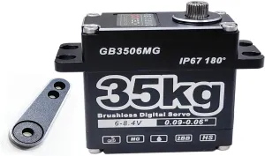 GOTECK 35KG Brushless Digital Servo Large Torque 8.4V Full Metal Gear IP67 Waterproof Steering Servo with 25T Servo Horn for 1/6 1/8 1/10 RC Crawler Car Robot Boat Truck Robot Parts (35KG(8.4V)-180°)