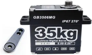 GOTECK 35KG Brushless Digital Servo Large Torque 8.4V Full Metal Gear IP67 Waterproof Steering Servo with 25T Servo Horn for 1/6 1/8 1/10 RC Crawler Car Robot Boat Truck Robot Parts (35KG(8.4V)-270°)