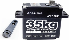 GOTECK 35KG Digital Servo,Large Torque 8.4V Full Metal Gear IP67 Waterproof Steering Servo with 25T Servo Horn for 1/8 1/10 1/12 RC Crawler Car,Robot,Boat,Truck Robot Parts (35KG(8.4V)-270°)
