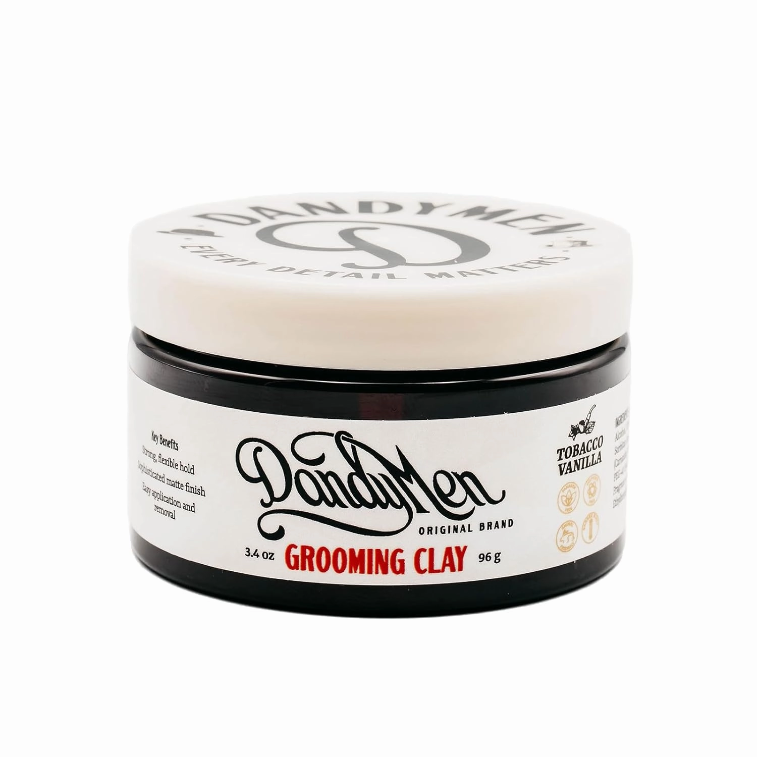 Grooming Clay – Strong Hold, Natural Matte Finish, and Flexible Styling with Kaolin Clay & Beeswax – Tobacco Vanilla Scent – 2 oz