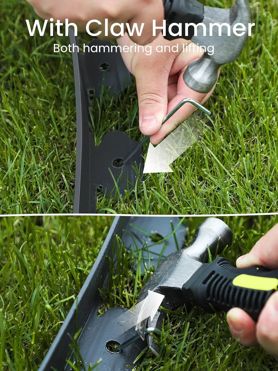 GROWNEER 4 in Tall, 66FT Landscape Edging, Rubberific Garden Edging Border with 60 Pcs Landscape Staples, 1PC Hammer, Garden Border for Landscaping Garden, Flower Beds, and Lawn, Black