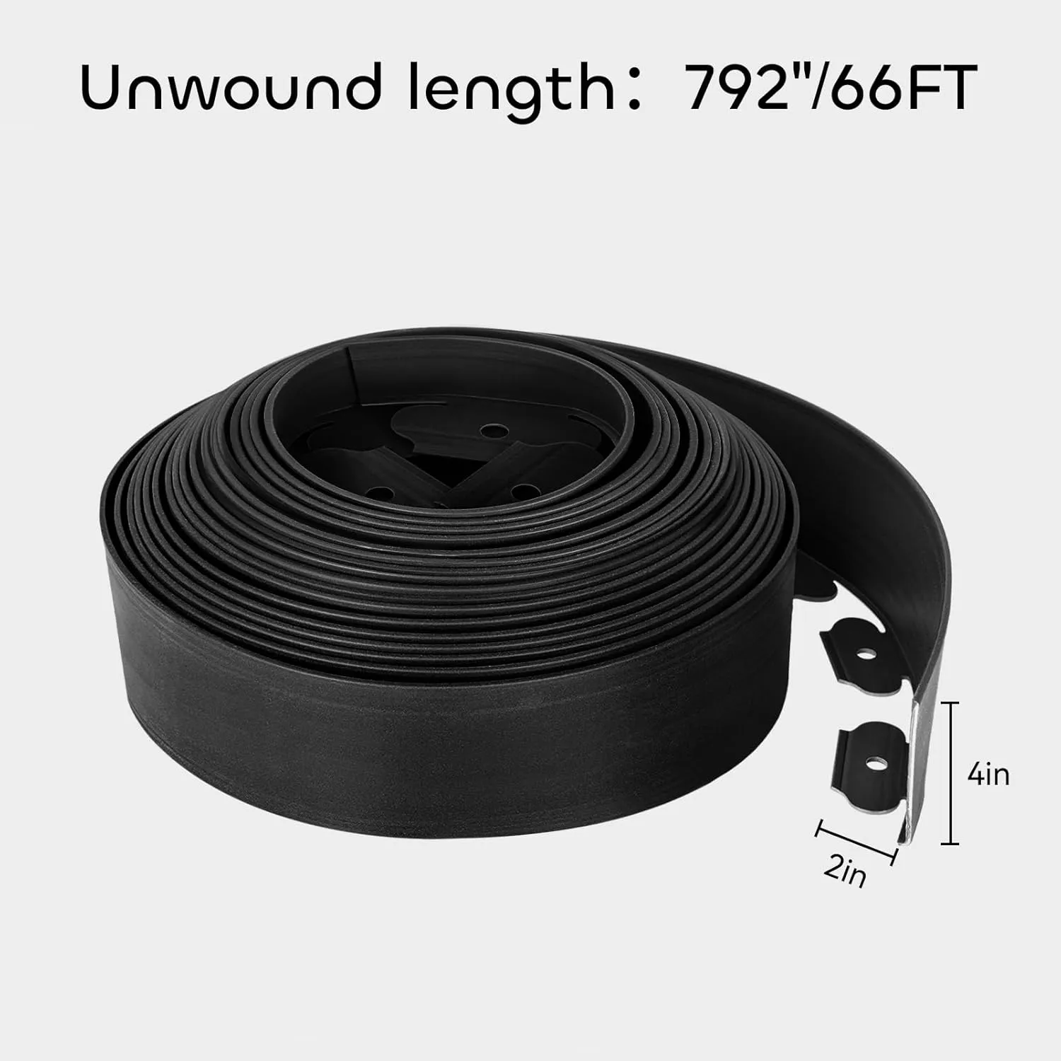 GROWNEER 4 in Tall, 66FT Landscape Edging, Rubberific Garden Edging Border with 60 Pcs Landscape Staples, 1PC Hammer, Garden Border for Landscaping Garden, Flower Beds, and Lawn, Black