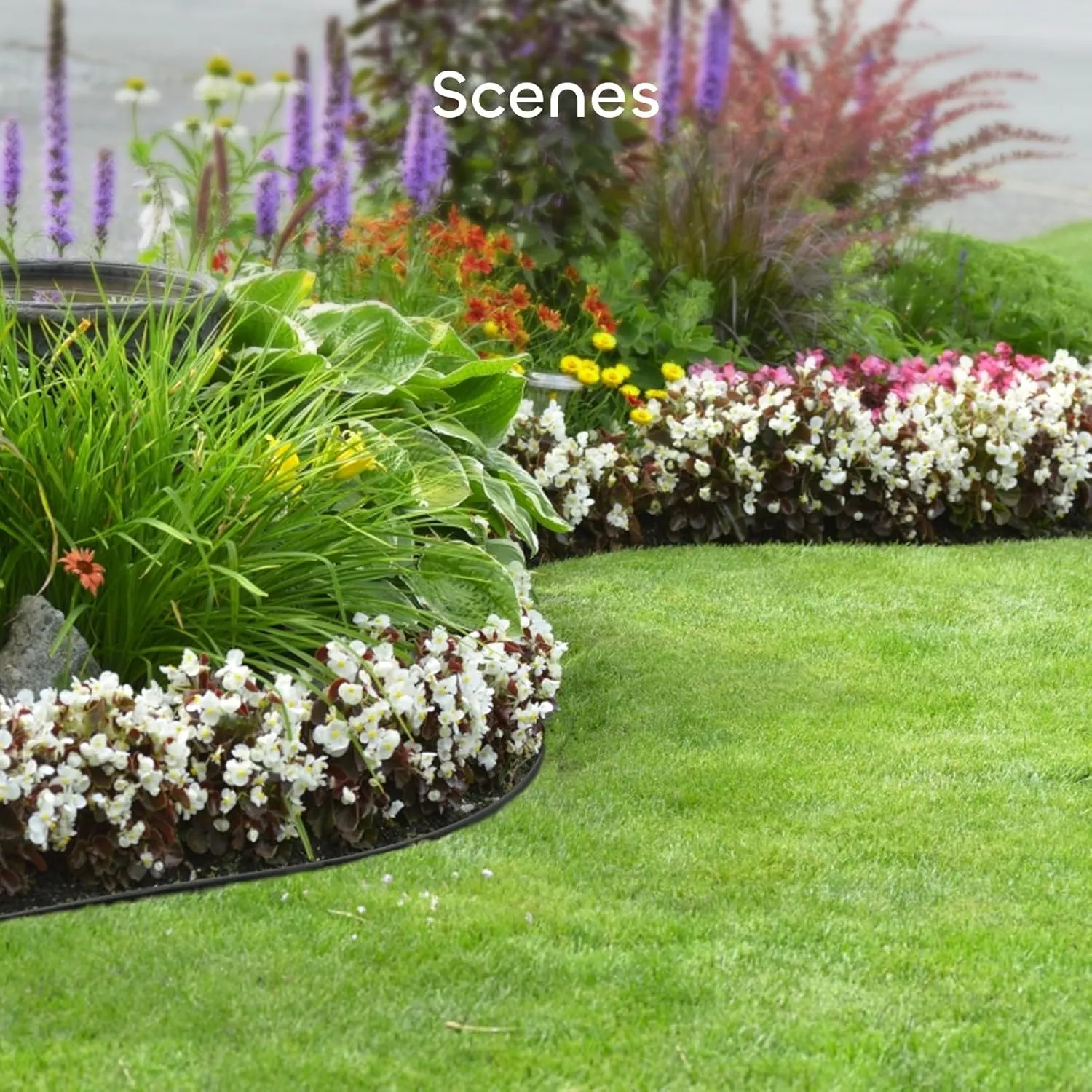 GROWNEER 4 in Tall, 66FT Landscape Edging, Rubberific Garden Edging Border with 60 Pcs Landscape Staples, 1PC Hammer, Garden Border for Landscaping Garden, Flower Beds, and Lawn, Black