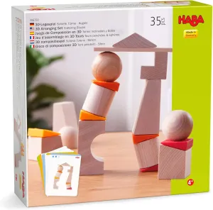 HABA Wooden Blocks Set Teetering Towers with Pattern Cards, Wood Block Set for Ages 4-8 for Fine Motor Skills, Made in Germany Creative Stacking Toy