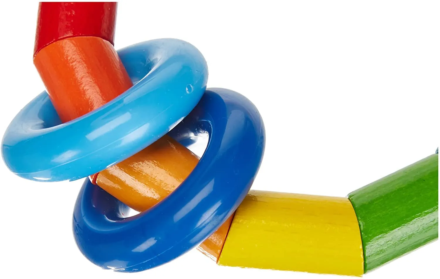 HABA Wooden Rainbow Teething Rattle Toy for Babies 0-18 Months - Kringlering Wood Grasping Toy with Plastic Rings - Sensory Toys for Babies, Made in Germany