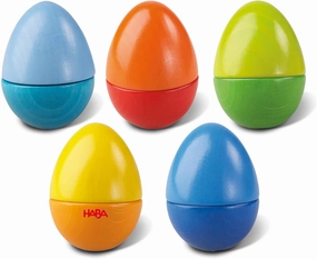 HABA Fun with Sounds Wooden Eggs - 5 Acoustic Sounds, Made in Germany, Kids Musical Instruments, Toddler Sensory Toys Montessori Toys for 2 yrs 