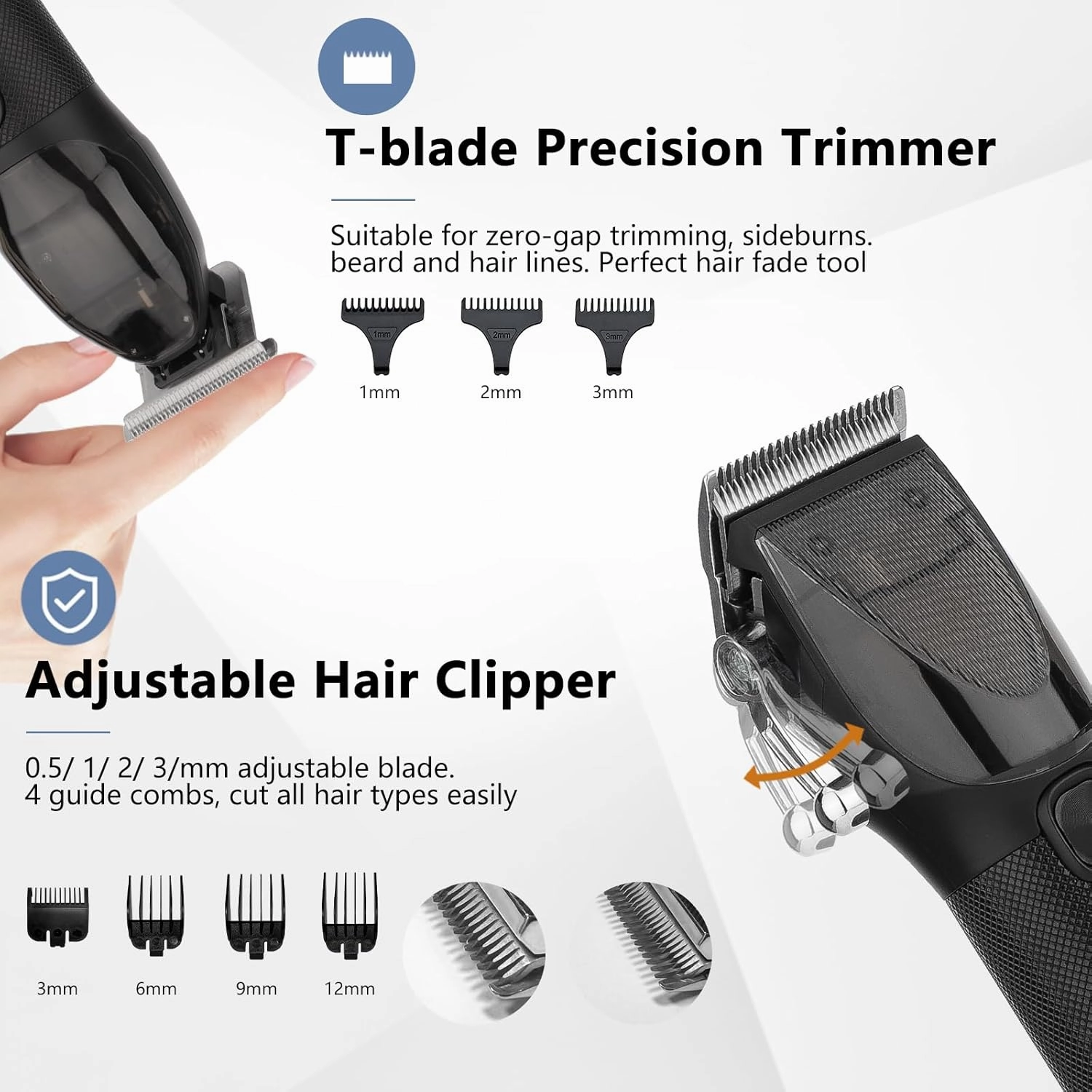 Hair Clippers for Men Professional, Barber Clippers and Trimmer Set, Hair Clipper& Hair Trimmer & Electric Foil Shavers Razor Kit, Hair Cutting kit, Cordless Mens Grooming Kit