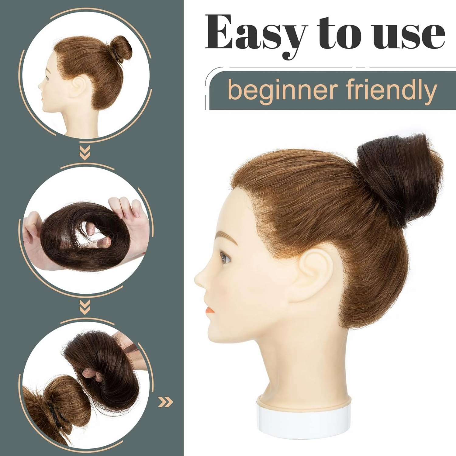 Hairro Real Hair Bun Hair Pieces 100% Human Hair Messy Bun Up Do Scrunchies With Elastic Rubber Band Elegant Chignons Donot Ponytail Scrunchy Topknot Hairpiece For Women 1PC 23g #02 Dark Brown