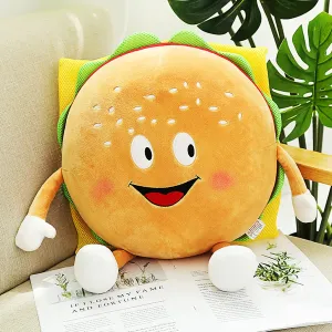Hamburger Bread Plush Toy,11.8" Fun Food Pillow,Cute Stuffed Animal,Kawaii Room Decor Holiday Birthday Gift for Kids Boys Girls