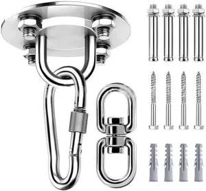 Hammock Hooks，Swing Hooks Heavy Duty， Swing Hook Swing Hardware Kit Hanging Accessory Comes with 2 Types of Hooks Swing Hangers Screws Bolts for Yoga Swing Hammock, Silver