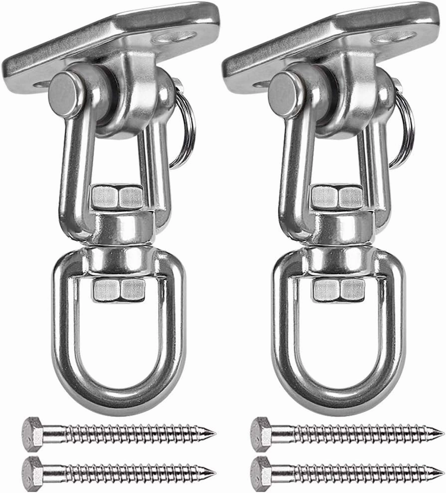 Hammock Chair Hanging Kit Swing, Ceiling Mount with 360 Swivel - Tree, Gym, or Rope Swing Set, 1000 LB Capacity