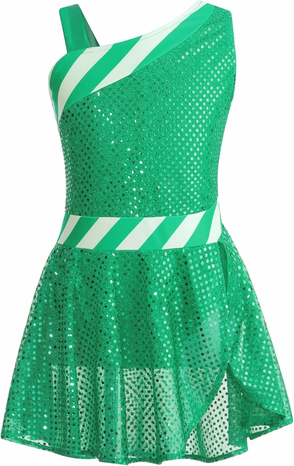 Hansber Christmas Dance Costumes for Girls Sequins Candy Cane Striped Figure Ice Skating Leotard Dress