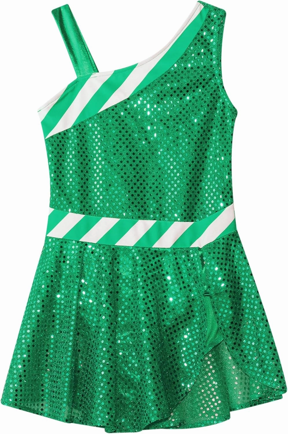 Hansber Christmas Dance Costumes for Girls Sequins Candy Cane Striped Figure Ice Skating Leotard Dress