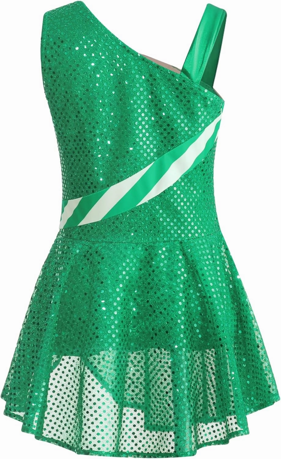 Hansber Christmas Dance Costumes for Girls Sequins Candy Cane Striped Figure Ice Skating Leotard Dress