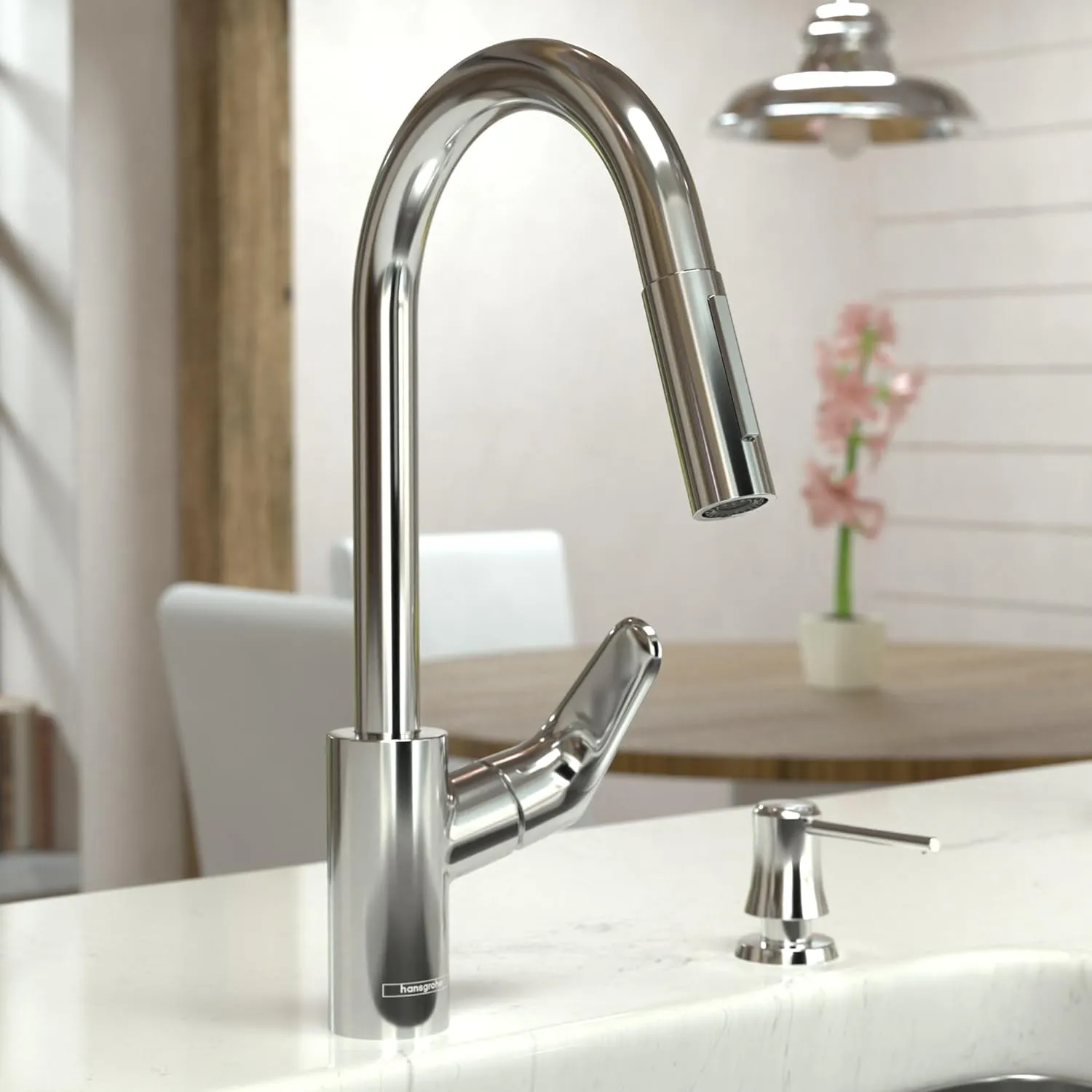 hansgrohe Focus Chrome High Arc Kitchen Faucet, Kitchen Faucets with Pull Down Sprayer, Faucet for Kitchen Sink, Magnetic Docking Spray Head, Chrome 04505000