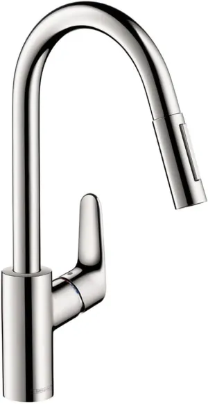 hansgrohe Focus Chrome High Arc Kitchen Faucet, Kitchen Faucets with Pull Down Sprayer, Faucet for Kitchen Sink, Magnetic Docking Spray Head, Chrome 04505000