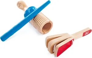 Hape Percussion Duo | Wooden Clapper & Guiro Hand Musical Instrument Toy Set for Toddlers