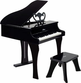Hape Classic Grand Black Piano| Thirty Key Wooden Keyboard Musical Toy Set for Kids Age Year 3 and up