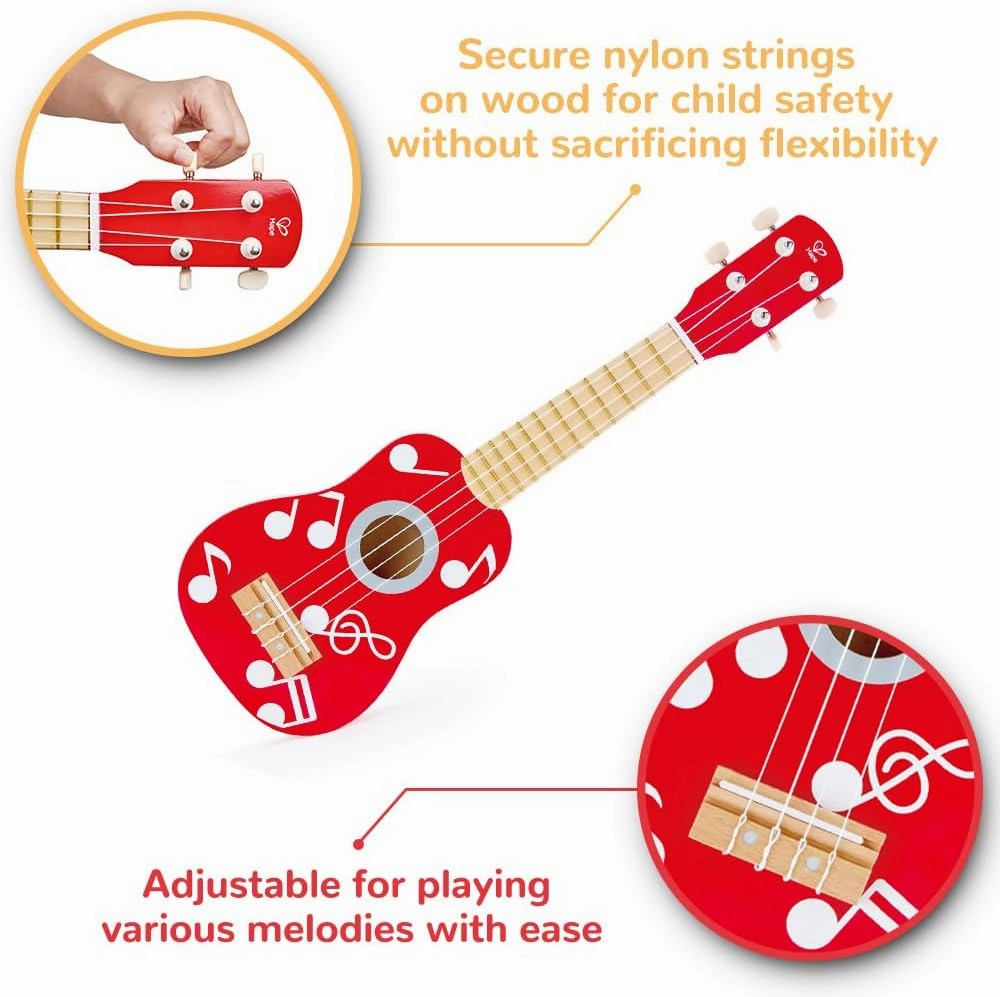 Hape Kid's Wooden Toy Ukulele in Multicolor