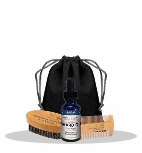 Harmony’s Beard Oil Gift Set – Date Night Beard Oil, Beard Comb, Beard Brush and travel bag for smooth, silky facial hair. Best gifts for men.