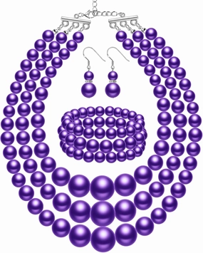 Haysandy 1920s Pearl Necklace for Women Costume Jewelry Set Faux Pearl Necklace Bracelet Earring for Party Wedding Gift