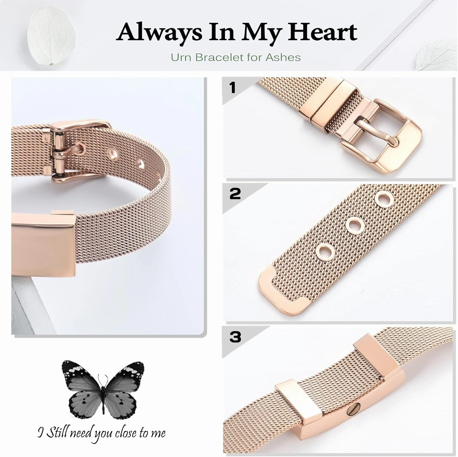 Hearbeingt Cremation Jewelry for Ashes Bracelet for Women Men Stainless Steel Square with Watch Band Cremation Urn Bracelet Memorial Keepsake Bangle Ash Holder