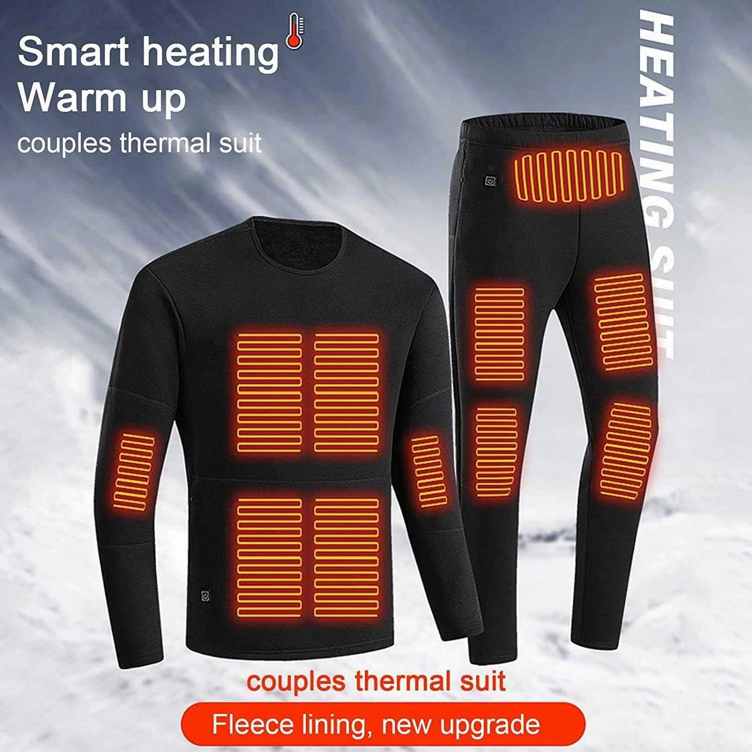 Heated Warm Underwear for Men Women 22 Zone Heating Pad USB Thermal Soft Trousers Top (Batteries Not Included)(Male Gray,M-Medium)