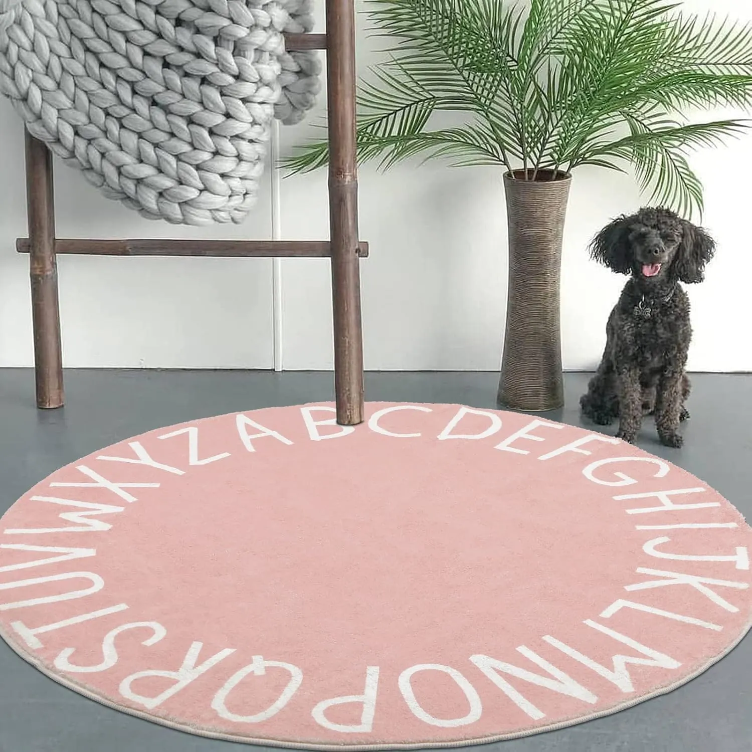 HEBE Kids Play Rug 4ft ABC Alphabet Numbers Shapes Educational Kid Area Rug Washable Baby Crawling Mat Non Slip Kid Play Mat Carpet for Girl Boy Bedroom Playroom