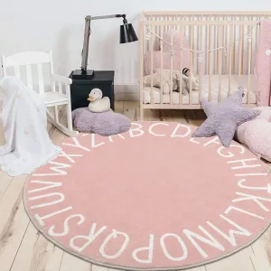 HEBE Kids Play Rug 4ft ABC Alphabet Numbers Shapes Educational Kid Area Rug Washable Baby Crawling Mat Non Slip Kid Play Mat Carpet for Girl Boy Bedroom Playroom