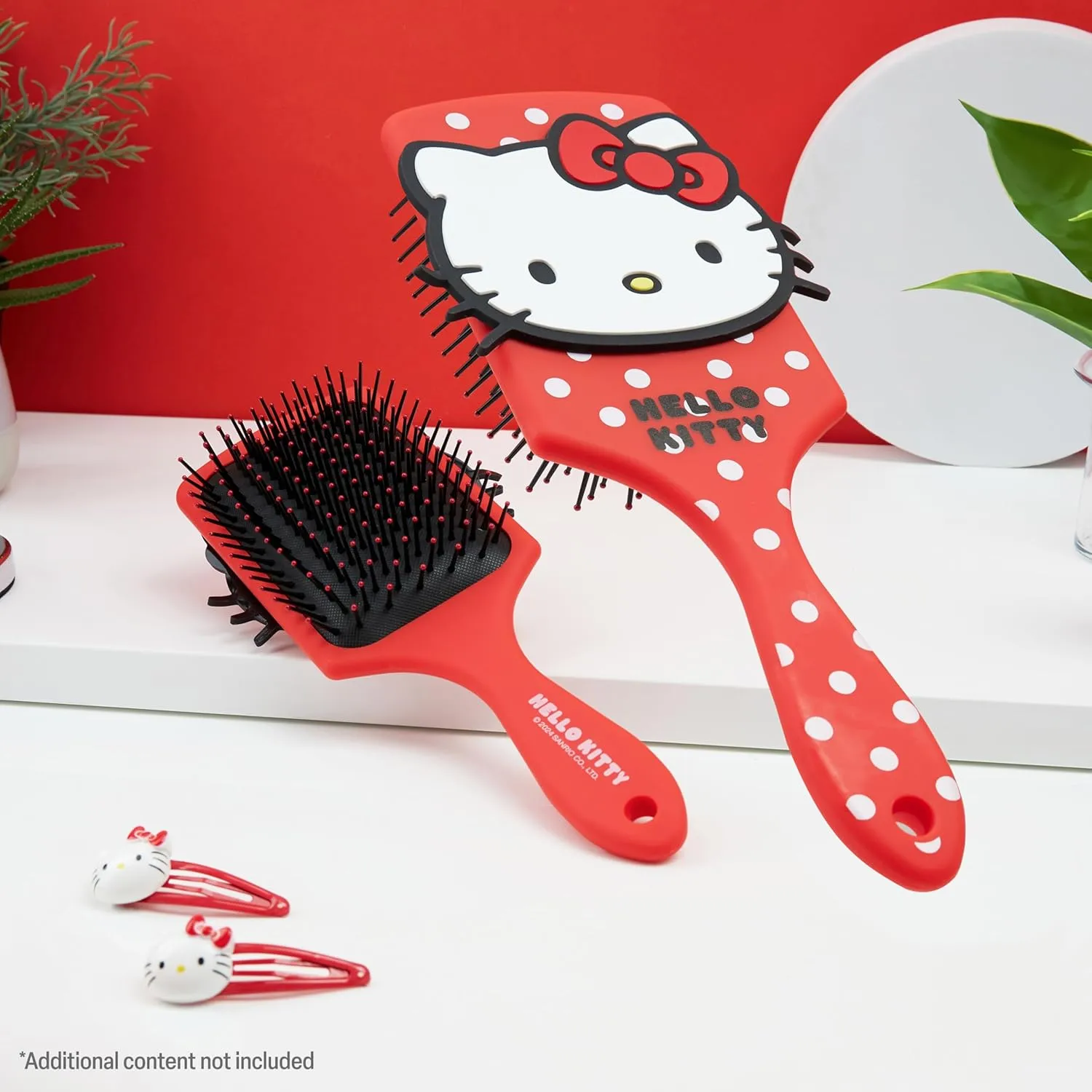 Hello Kitty Detangle Hair Brush for Women, Teenagers, and Girls, Kawaii Hair Accessories - Cute Gifts for Her (Hello Kitty Brush & Accessories)