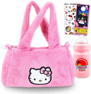 Hello Kitty Duffle Bag Set for Kids - Bundle with Cute Sanrio Luggage Carry On Suitcase Bag, Water Bottle, Stickers, and More | Sanrio Hello Kitty Travel Luggage Set
