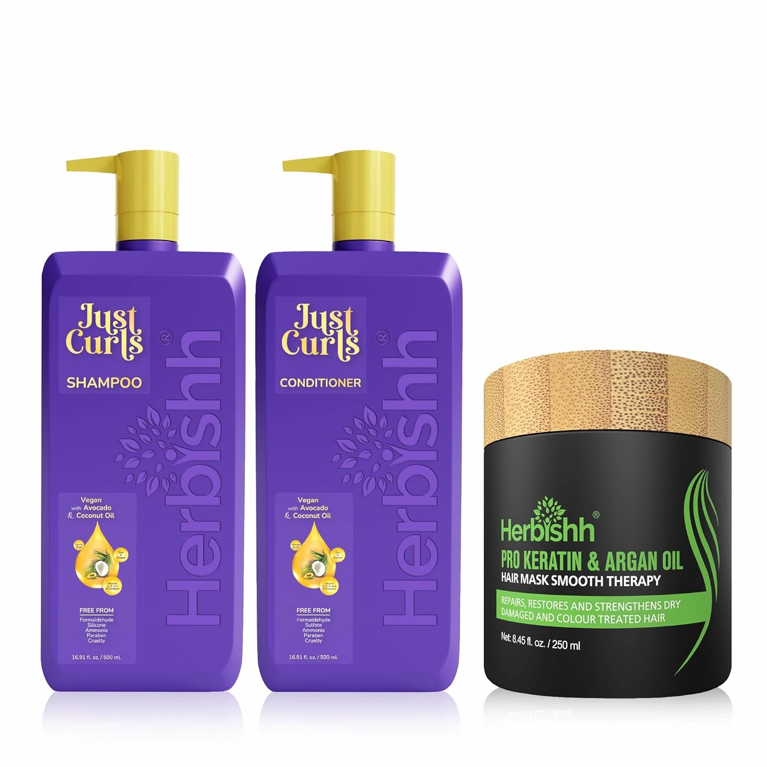 Herbishh Argan Hair Mask-Deep Conditioning & Hydration For Healthier Looking Hair   Curly Hair Shampoo And Conditioner Set
