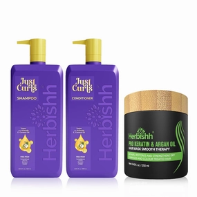 Herbishh Argan Hair Mask-Deep Conditioning & Hydration For Healthier Looking Hair   Curly Hair Shampoo And Conditioner Set