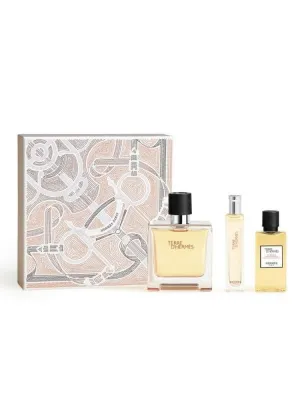 Hermes Terre D'hermes 3-Pieces Set for Men, (2.5 Ounce Pure Perfume   0.5 Ounce Pure Perfume   1.35 Ounce Hair and Body Shower Gel)
