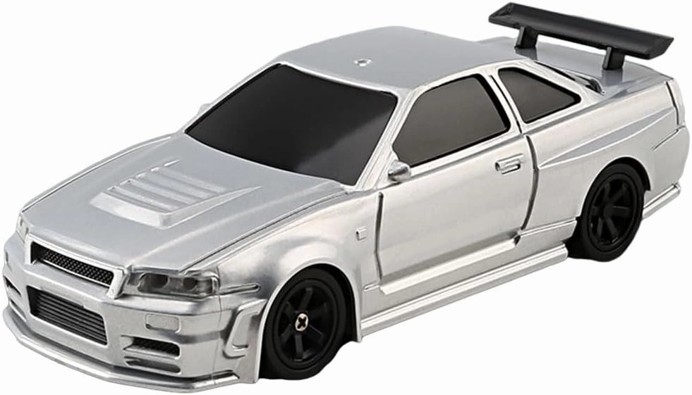 HERR RC Electric Mini Racing Drift Car Model 1:43 Scale 2.4G Full Scale Linkage Light Set Max Speed 15km/h Indoor Mini RC Toys Hobbyist Gift Black White (RTR Version/Silver), 0RB06617WC261RLXV