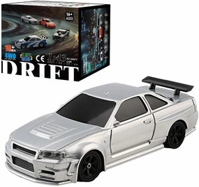 HERR RC Electric Mini Racing Drift Car Model 1:43 Scale 2.4G Full Scale Linkage Light Set Max Speed 15km/h Indoor Mini RC Toys Hobbyist Gift Black White (RTR Version/Silver), 0RB06617WC261RLXV