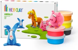 HEY CLAY Animals: Piggy, Horse, Rabbit Set - Air Dry Clay Kit 6 cans with Fun Interactive Instructions App - Gift for Kids Age 3 