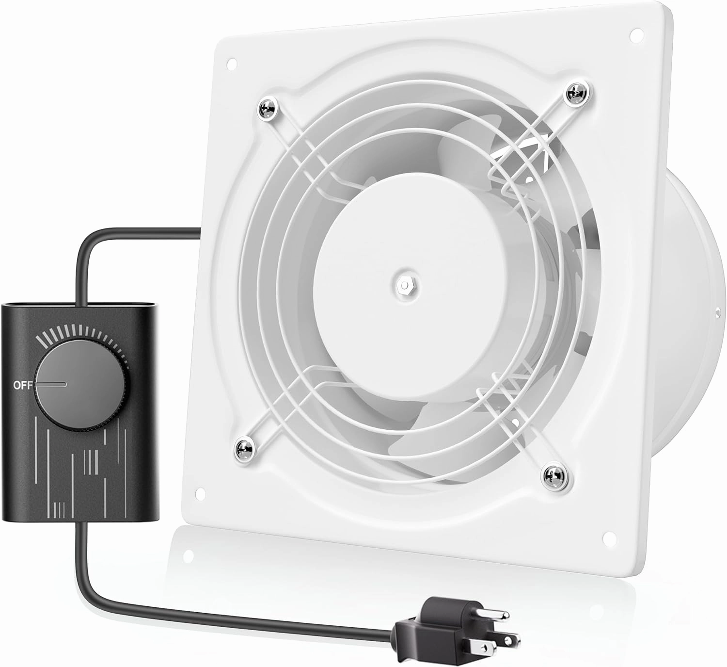 HG Power 6 Inch Exhaust Fan with Speed Controller, 308CFM Wall Exhaust Fanfor Kitchen, Bathroom, Metal Extractor Fan for Pet Room, Smoking Room, Attic, Garage, Window Ventilation