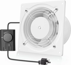 HG Power 6 Inch Exhaust Fan with Speed Controller, 308CFM Wall Exhaust Fanfor Kitchen, Bathroom, Metal Extractor Fan for Pet Room, Smoking Room, Attic, Garage, Window Ventilation