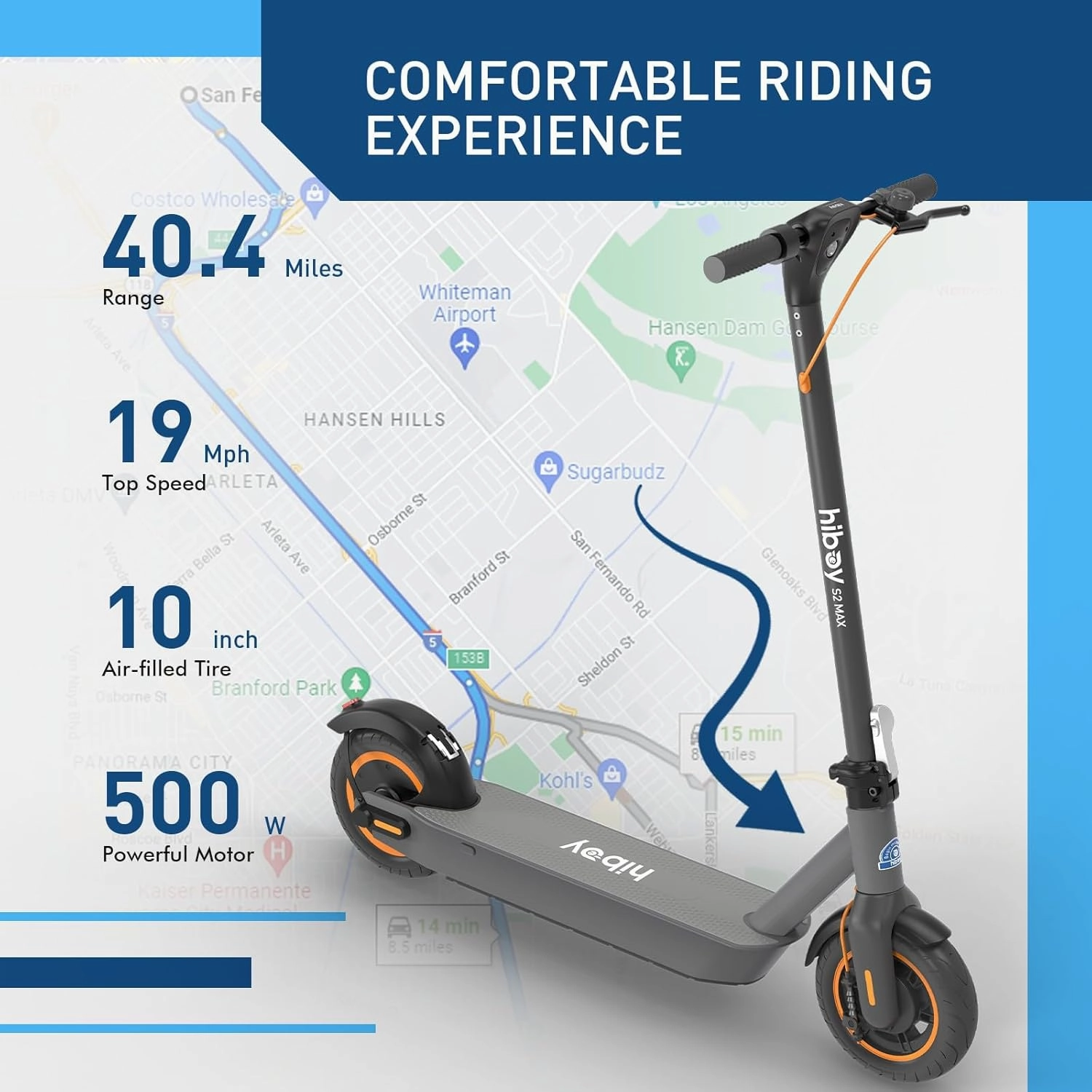 Hiboy S2 Pro/S2 MAX Electric Scooter, 500W Motor, 10" Solid Tires, 25-40.4 Miles Range, 19 Mph Folding Commuter Electric Scooter for Adults (Optional Seat)