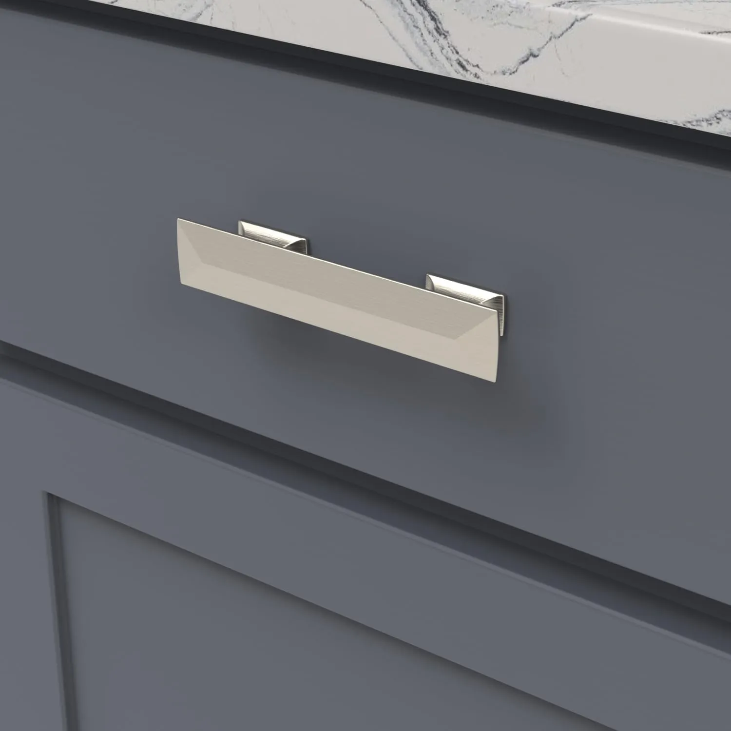 Hickory Hardware 10 Pack Solid Core Kitchen Cabinet Pulls, Luxury Cabinet Handles, Hardware for Doors & Dresser Drawers, 3 Inch & 3-3/4 Inch (96mm) Hole Center, Satin Nickel, Bungalow Collection